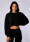 "Michelle" Cropped Charcoal Pullover